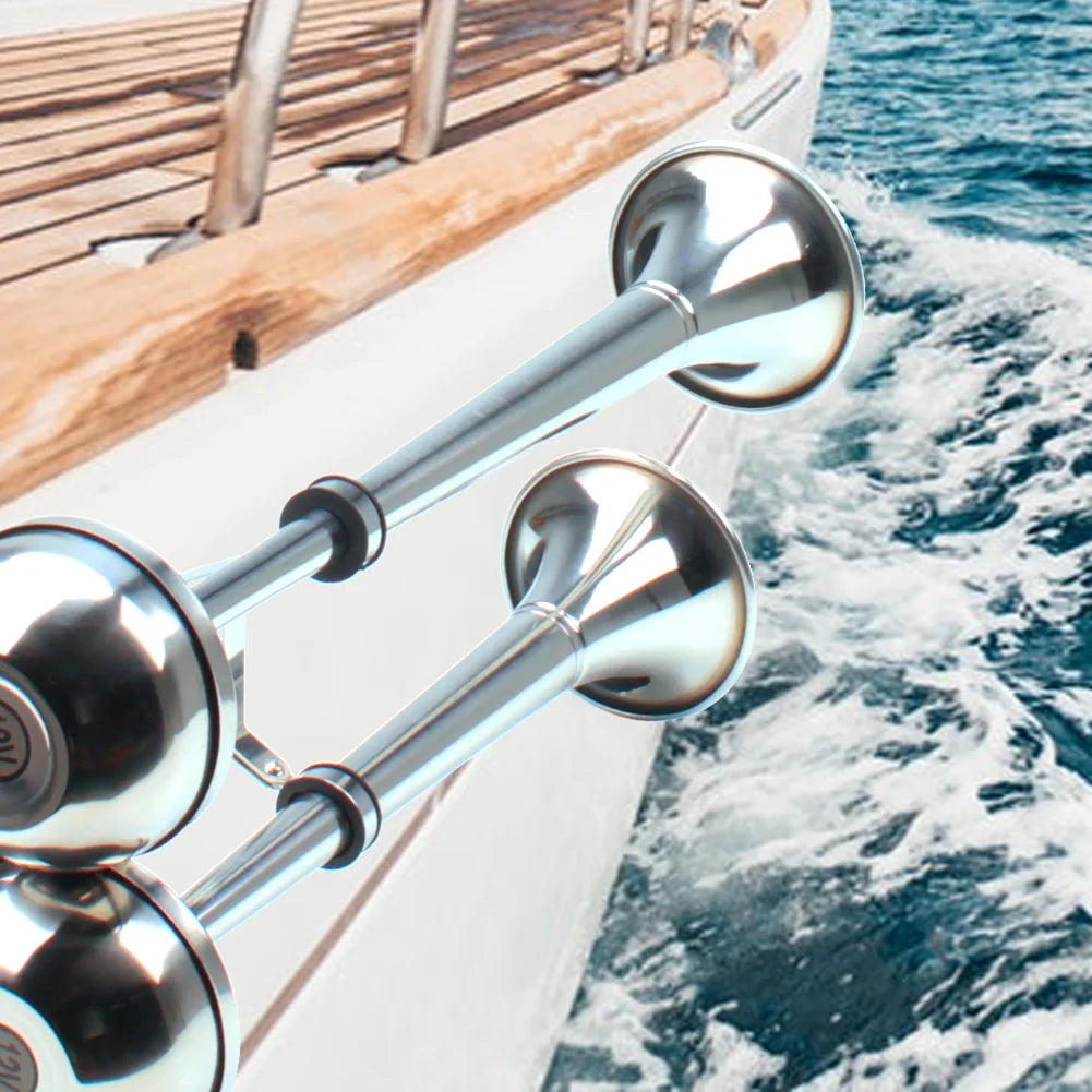 Waterproof Stainless Steel Dual Trumpet Electric Boat Horn B336