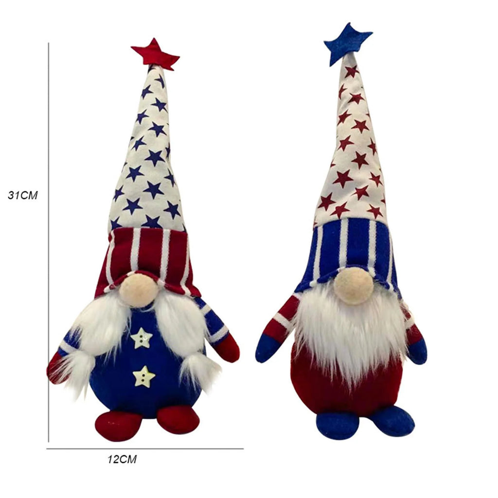 Patriotic 5th of July Gnome, American Independence Day Gnomes, Birth Announcement Memorial Day Elf Dwarf, Scandinavian Ornaments Handmade Plush Doll Stars & Stripes Gnome Home Decorations W886