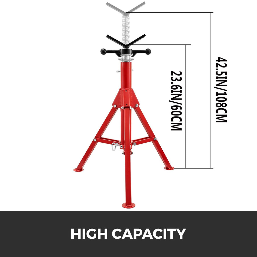 V Head Pipe Stand, Adjustable Height 24-42, 2500 lb. Load Capacity, Carbon Steel R7189