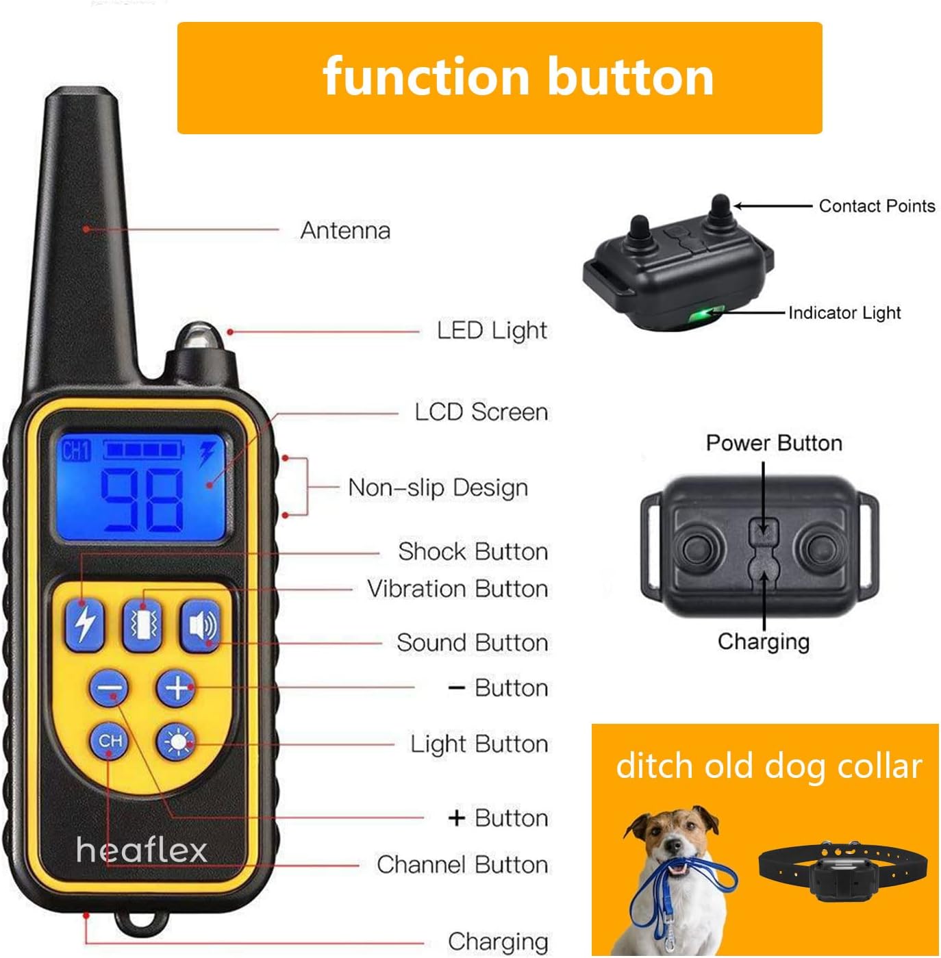 Waterproof Rechargeable Dog Training Collar Pack of 2 O909198