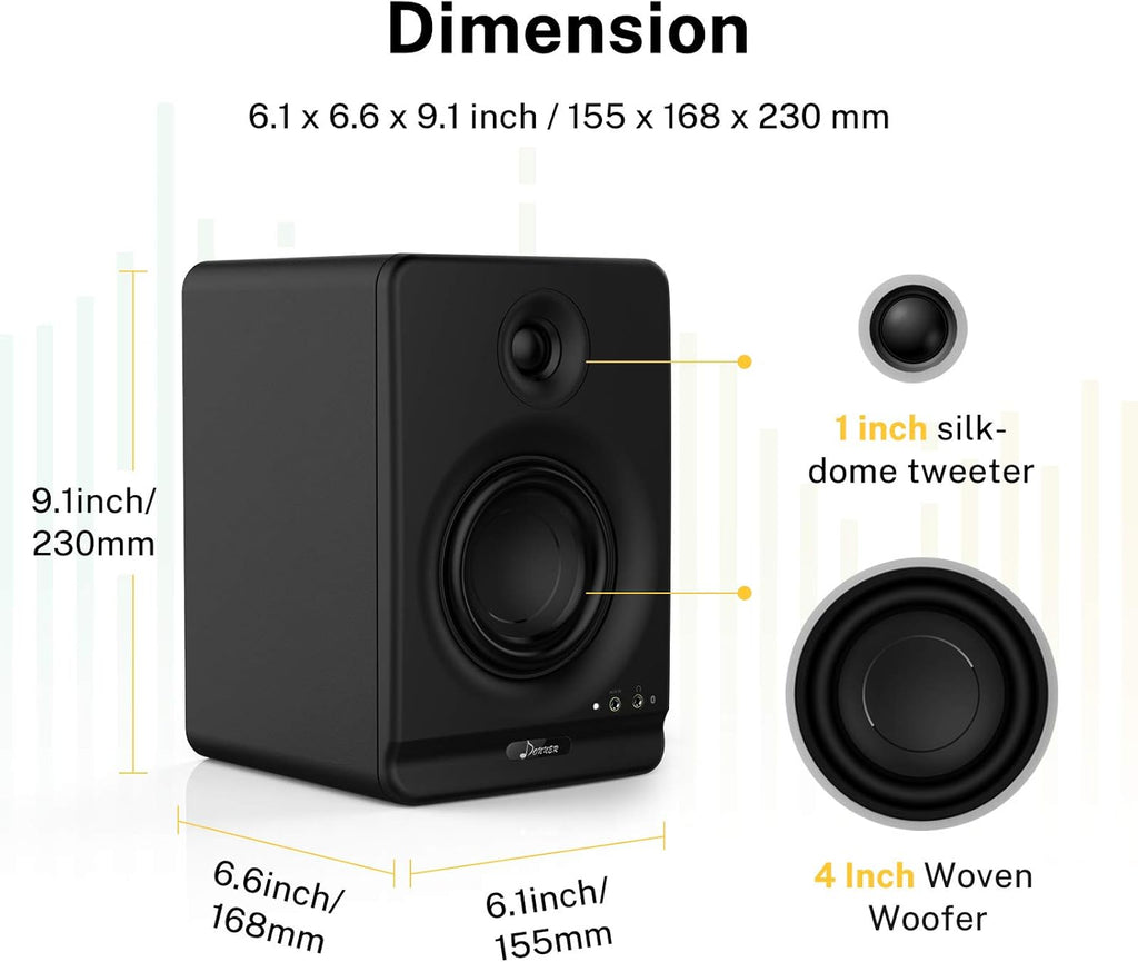 4 Near Field Studio Monitors with Bluetooth, 2-Pack Y56094