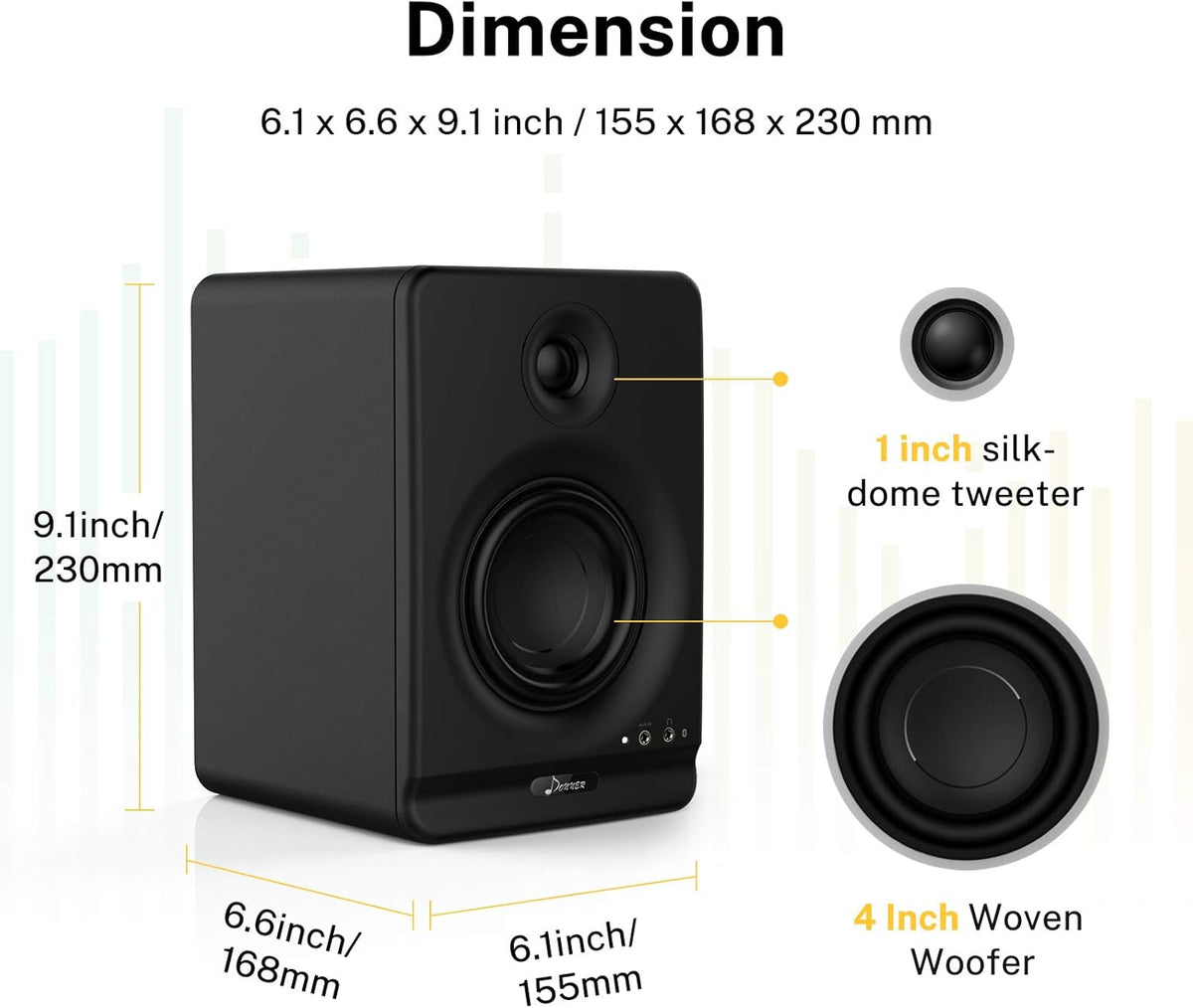 4 Near Field Studio Monitors with Bluetooth, 2-Pack Y56094