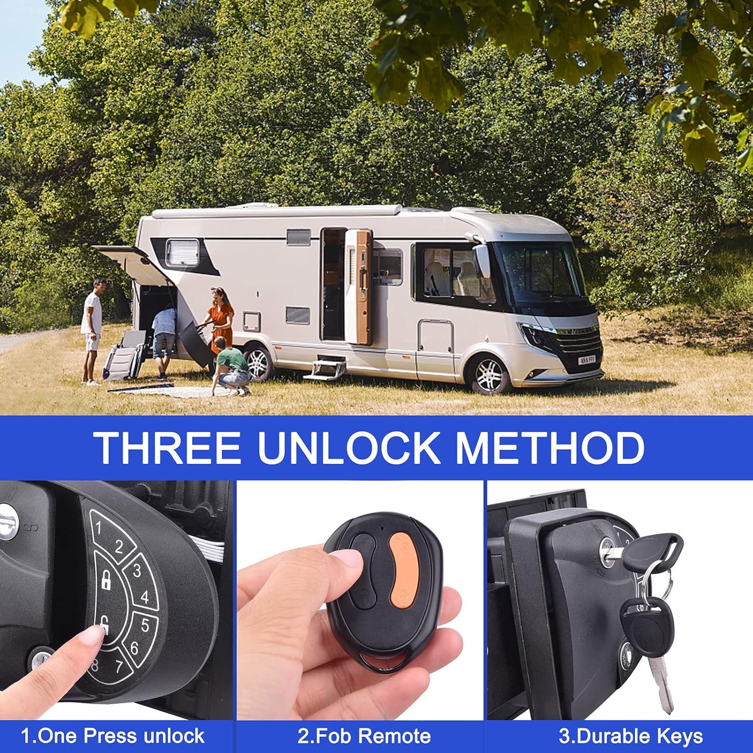 RV Keyless Entry Door Lock with Backlit Keypad and 2 Key Fobs F657