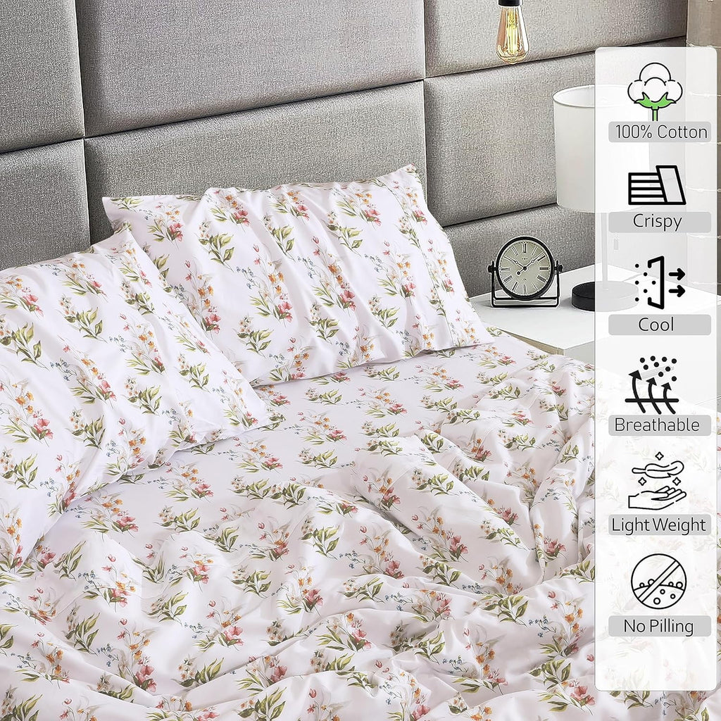 Split King 100% Cotton Percale 5-Piece Deep Pocket Sheet Set X4907