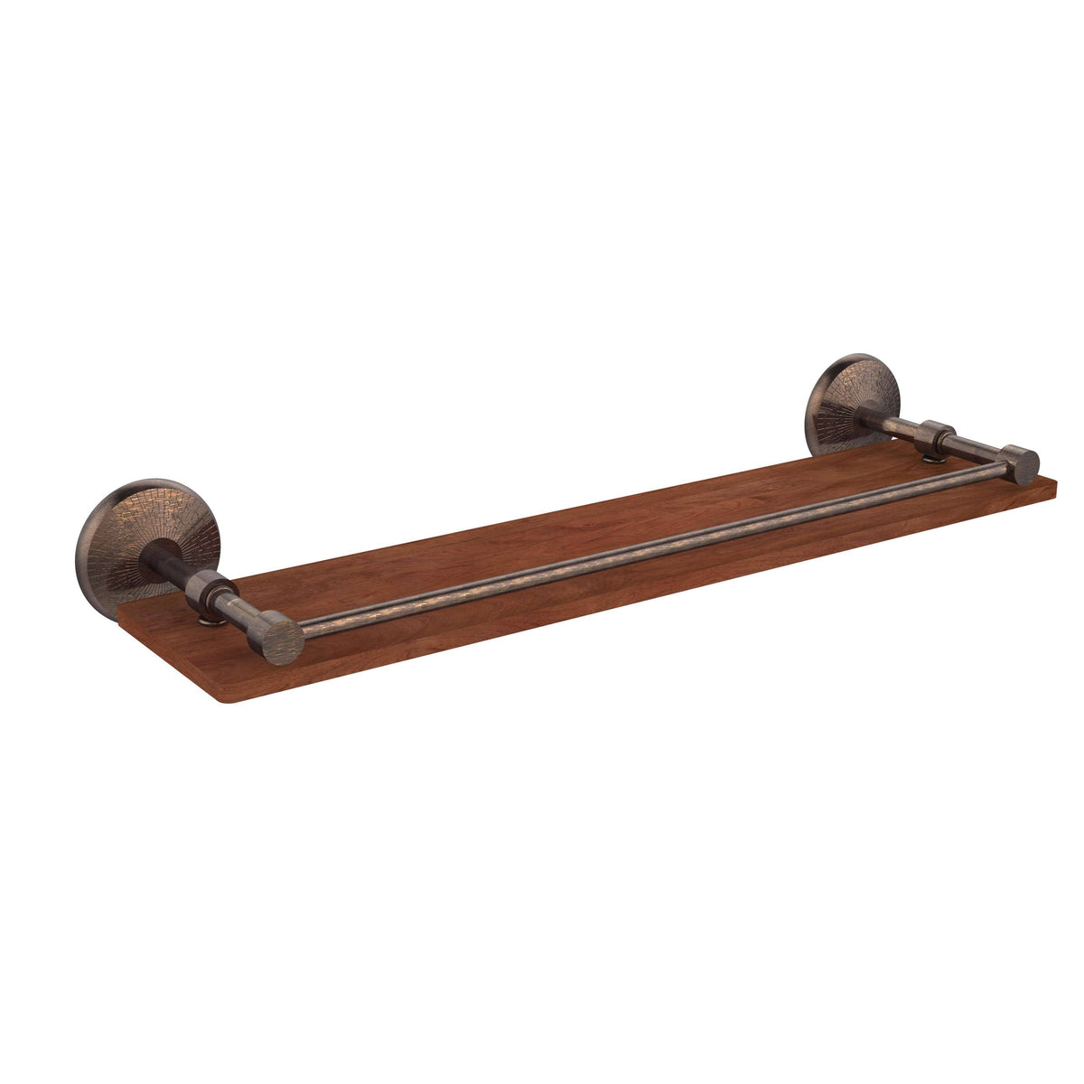 22 in. Solid Ironwood Shelf with Gallery Rail Venetian Bronze G217
