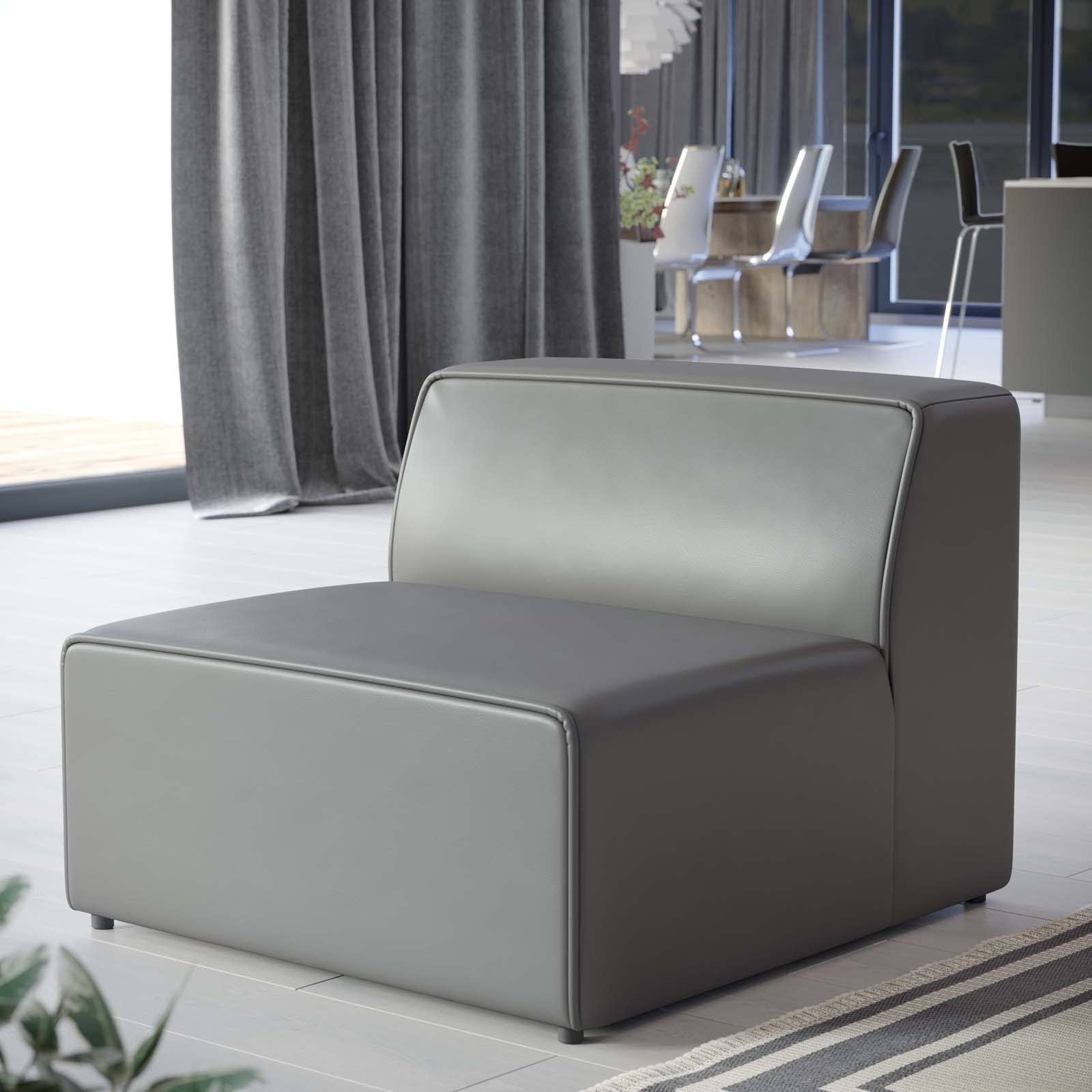 Gray Vegan Leather Armless Chair Q81807