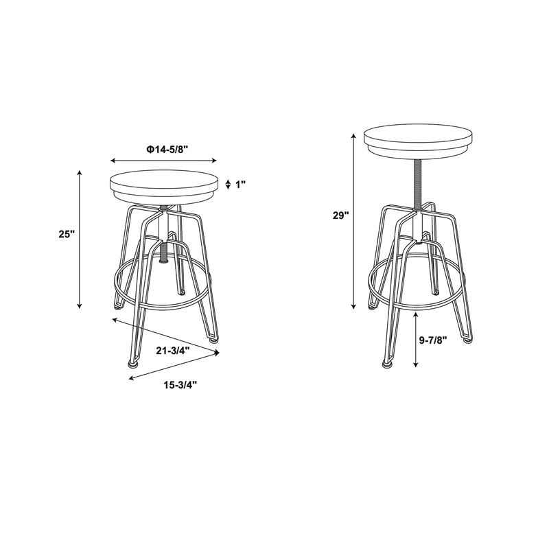 Adjustable Wood and Metal Stool K74842
