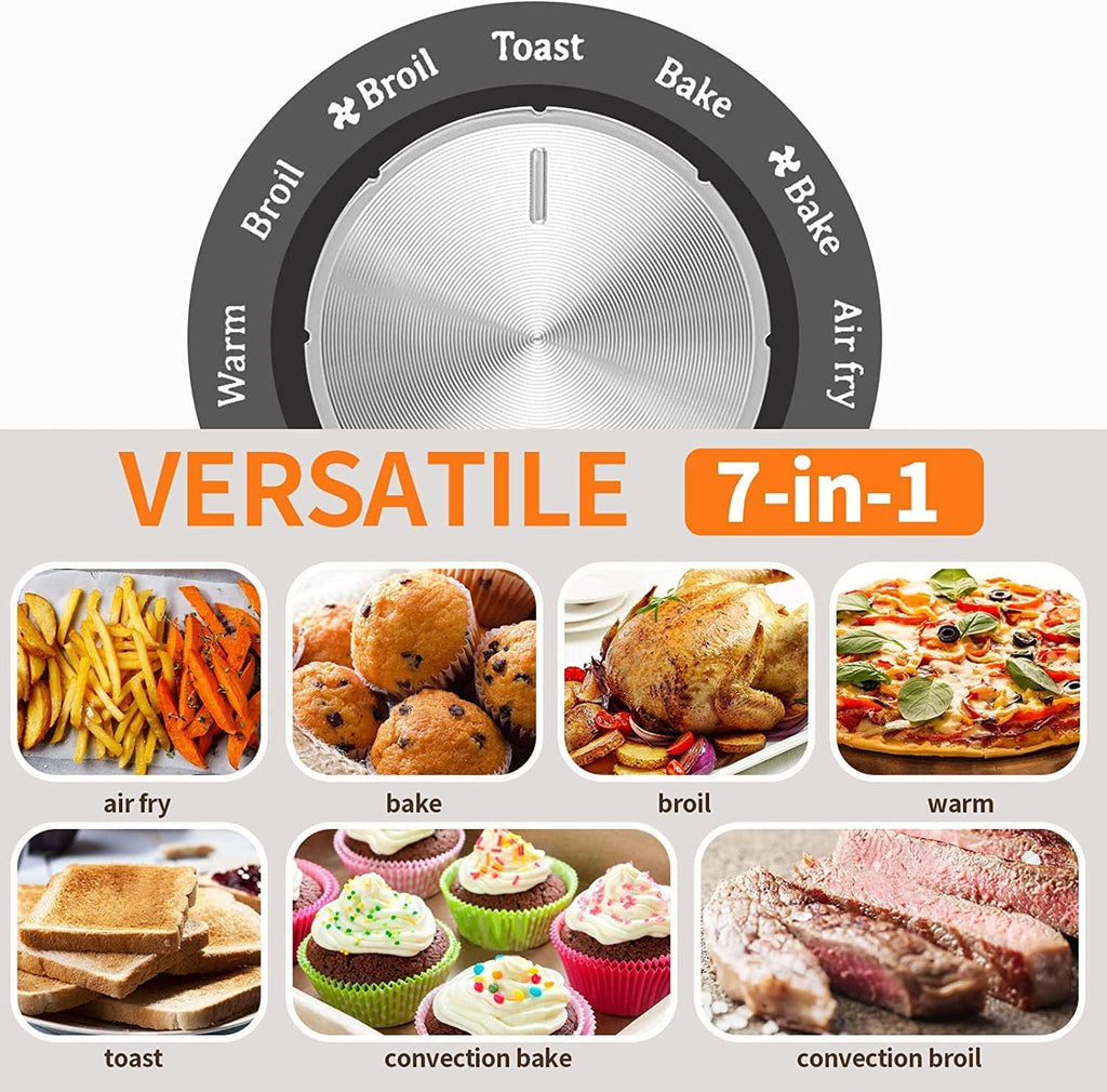 25 Quart 7-in-1 Air Fryer Toaster Oven Combo with 4 Accessories Y973