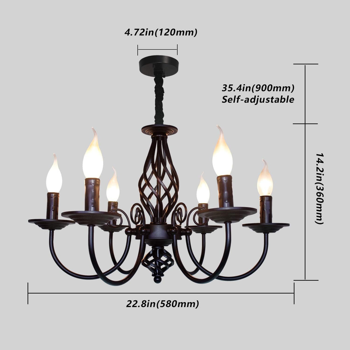 French Country 6 Lights Candle Chandelier V2018