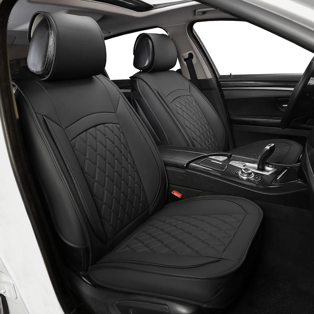 Black Leather Car Seat Covers with Backseat Storage U154