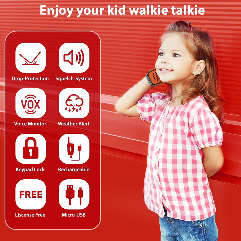 Walkie Talkie with Batteries and Charger (Blue Pink White Orange Green) U981