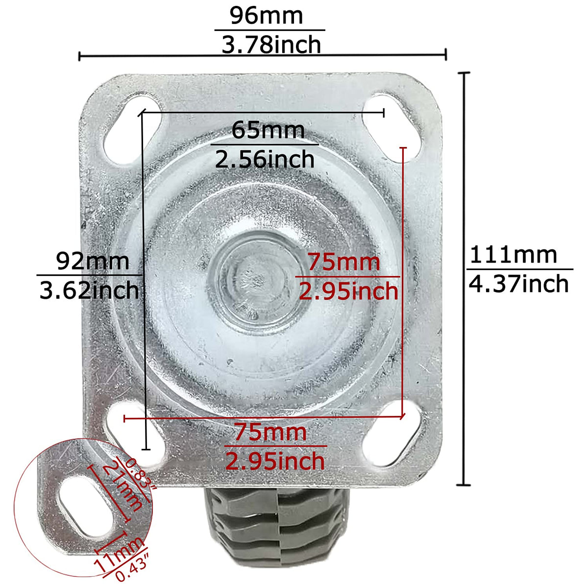6 Inch Heavy Duty Solid Rubber Swivel Casters with Locking Brakes B491
