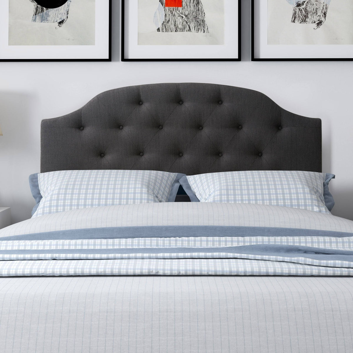 Tufted Light Gray Fabric Headboard G2368