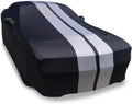Black with Red Stripes Stretch Satin Car Cover O9133