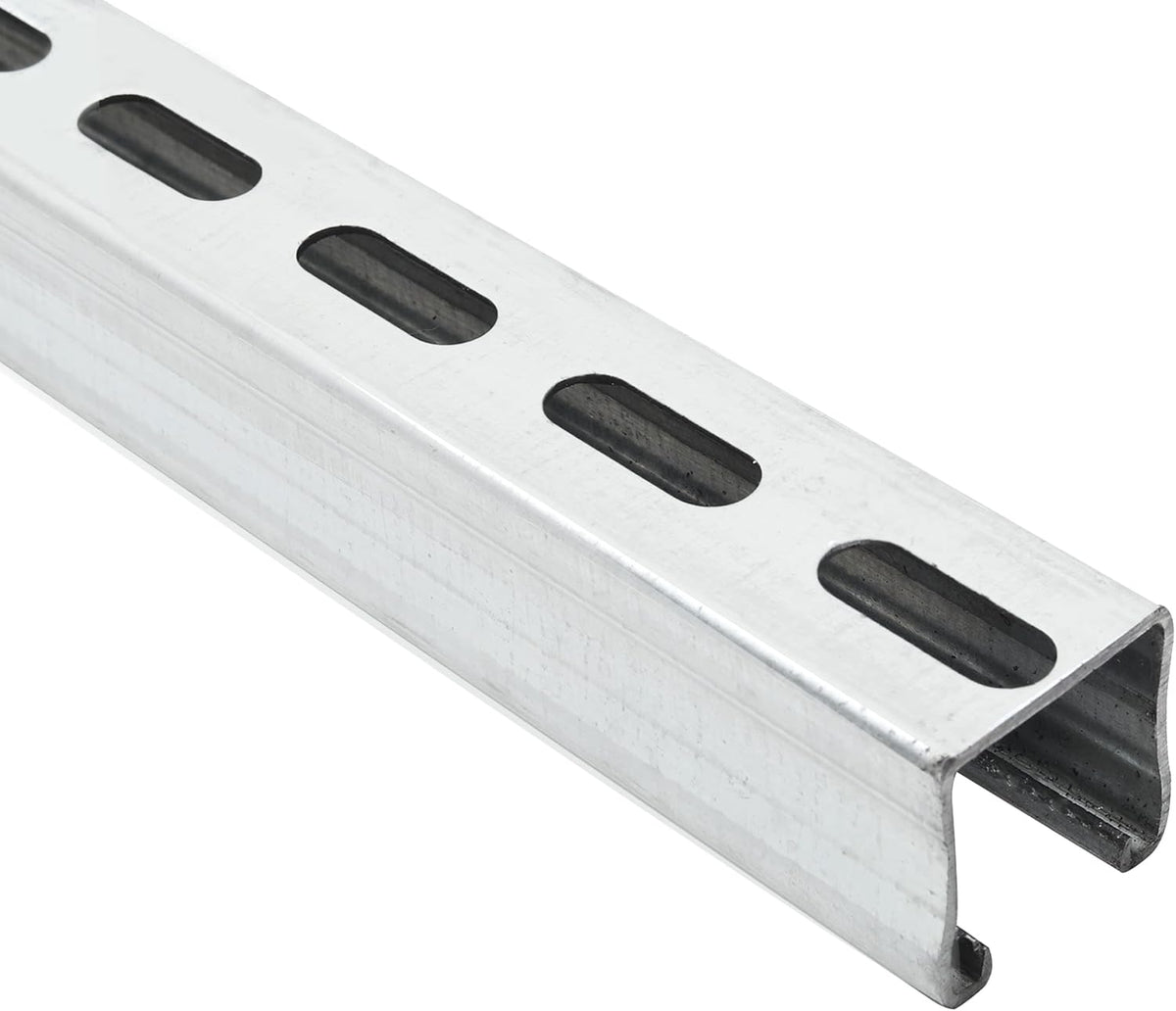 (2-Pack) 5 Feet x 1-5/8" Metal Strut Channels with Pre-Galvanized Zinc Coating - 12 Gauge Solid Strut Channels - Half Slotted Back Channels Pack of 2 C328083
