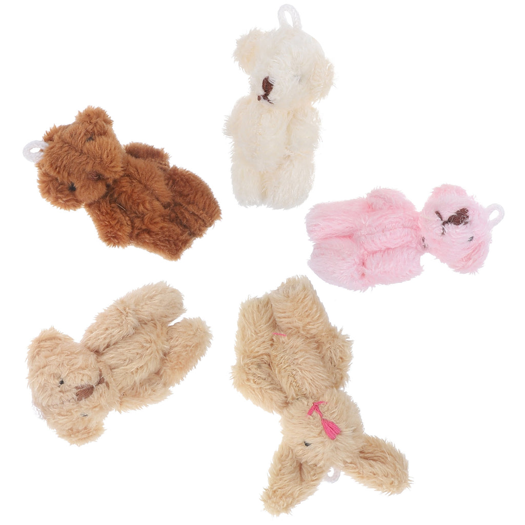 5pcs Miniature Plush Bear Rabbit Doll House Decoration Prop V5803