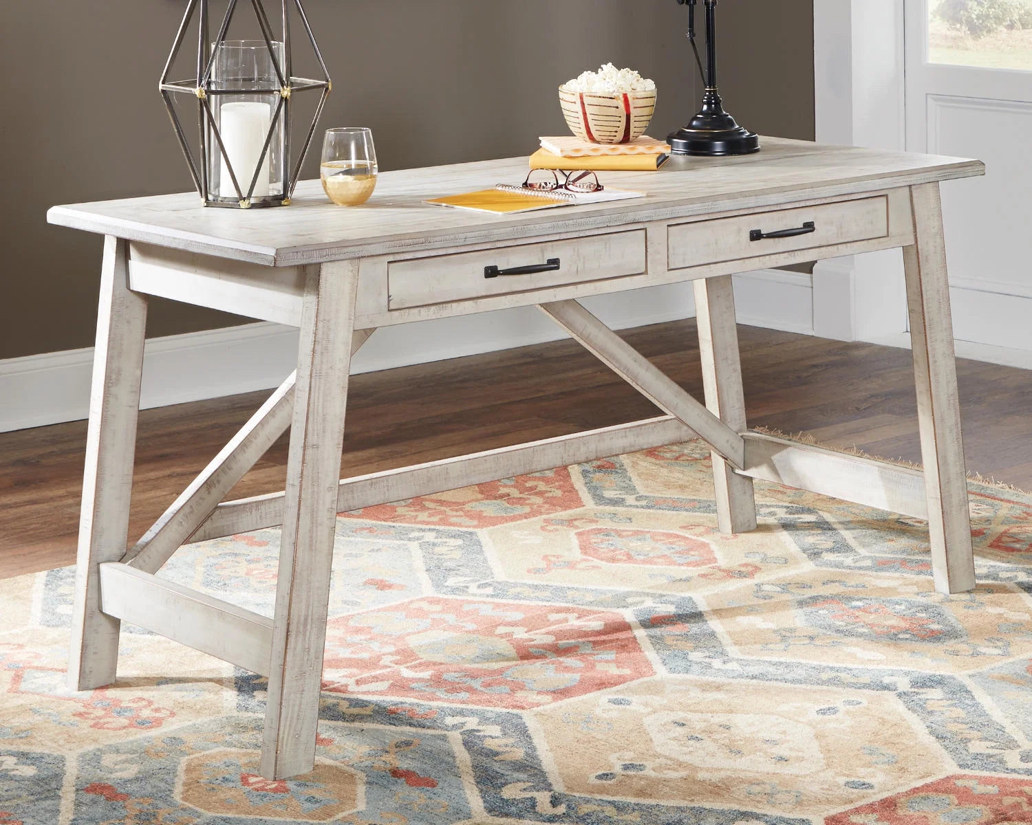 Whitewash 2 Drawer Desk T794