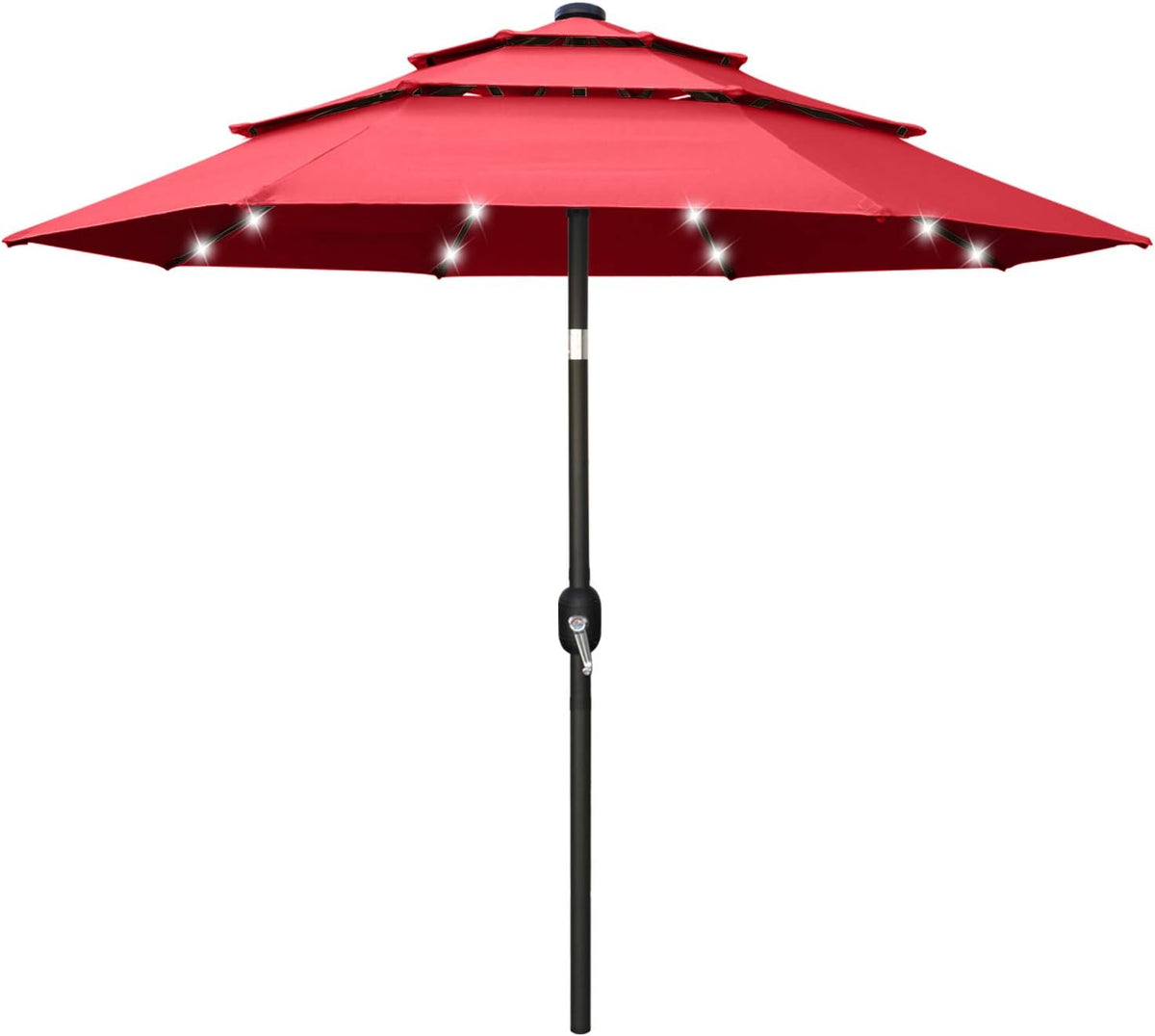 11FT Solar 3 Tiers Market Umbrella with 32 LED L5911