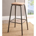 Gray Metal Frame Wooden Bar Stool Q752431