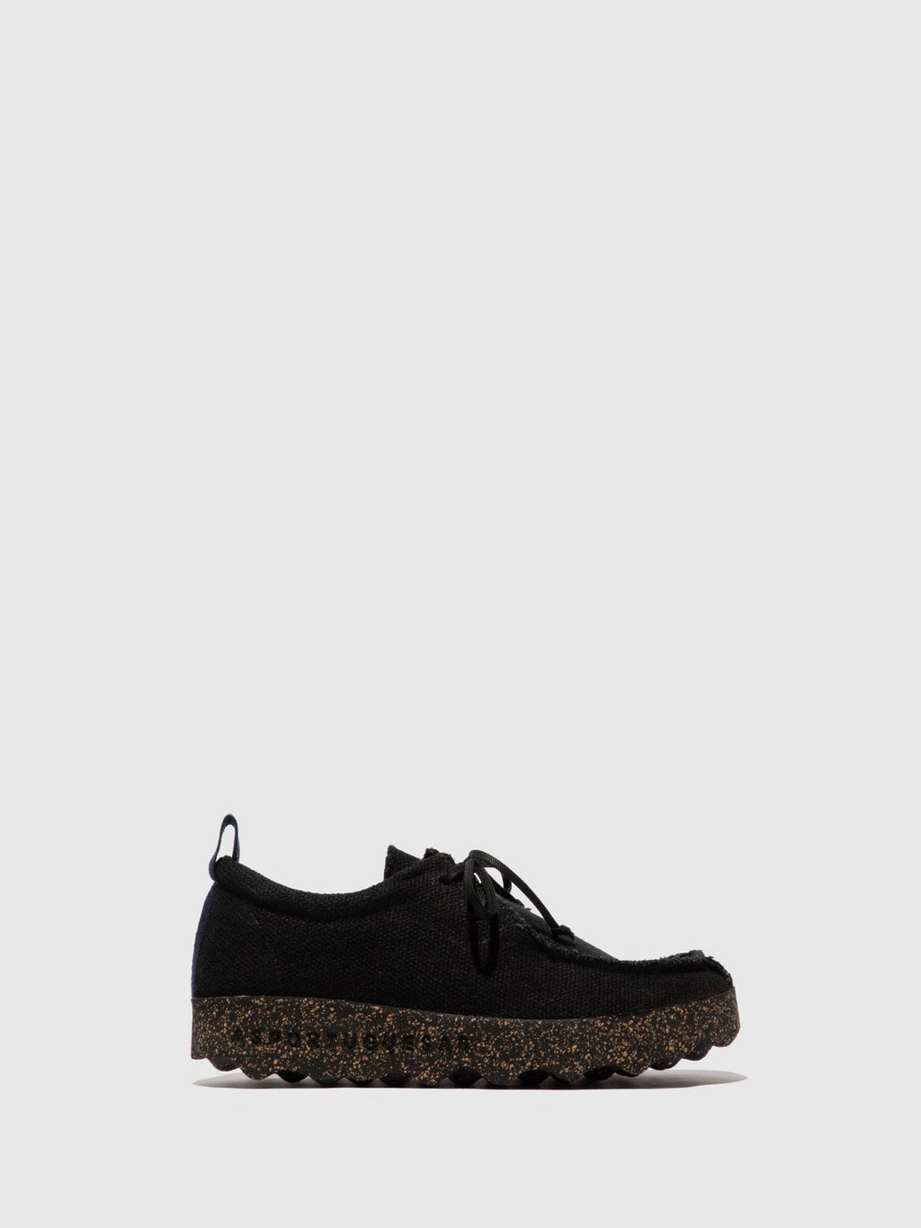 Black Recycled Linen Lace-Up Trainers B10613