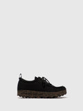 Black Recycled Linen Lace-Up Trainers B10613