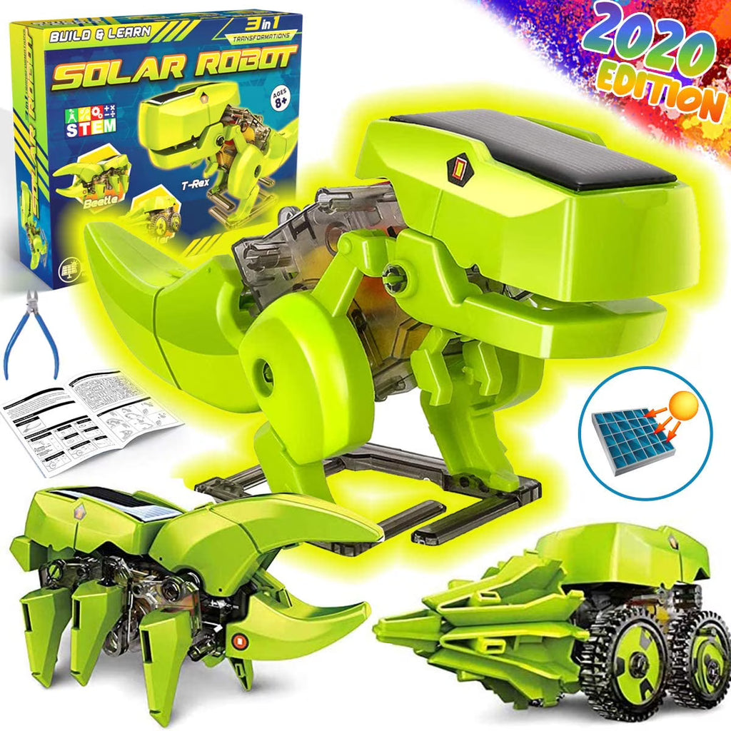 STEM Robots Building Educational Toys Science Kit 3 in 1 Solar Dinosaur Desk Robot with Manual Instructions and Piler X55915