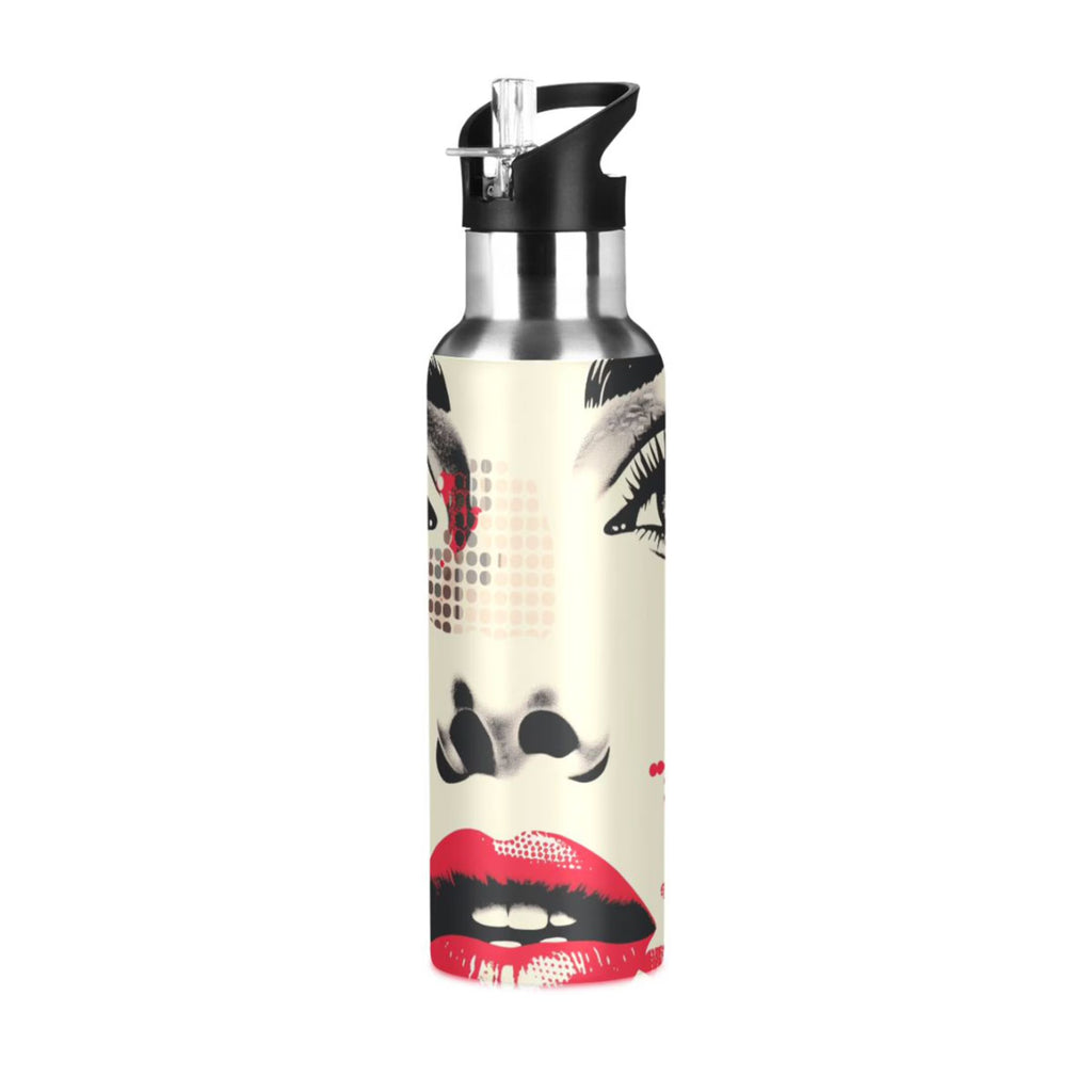 20 oz Insulated Stainless Steel Water Bottle with Straw Lid L69660