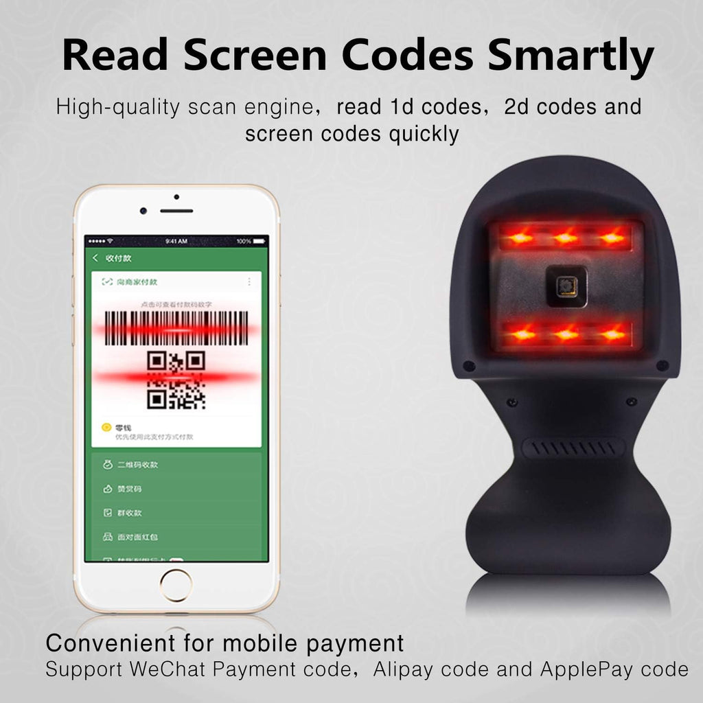 2D Barcode Scanner, Hands-Free USB Barcode Reader, Pack of 2 Y130757