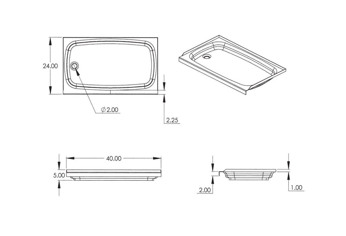 White RV Left Hand Tub A120225