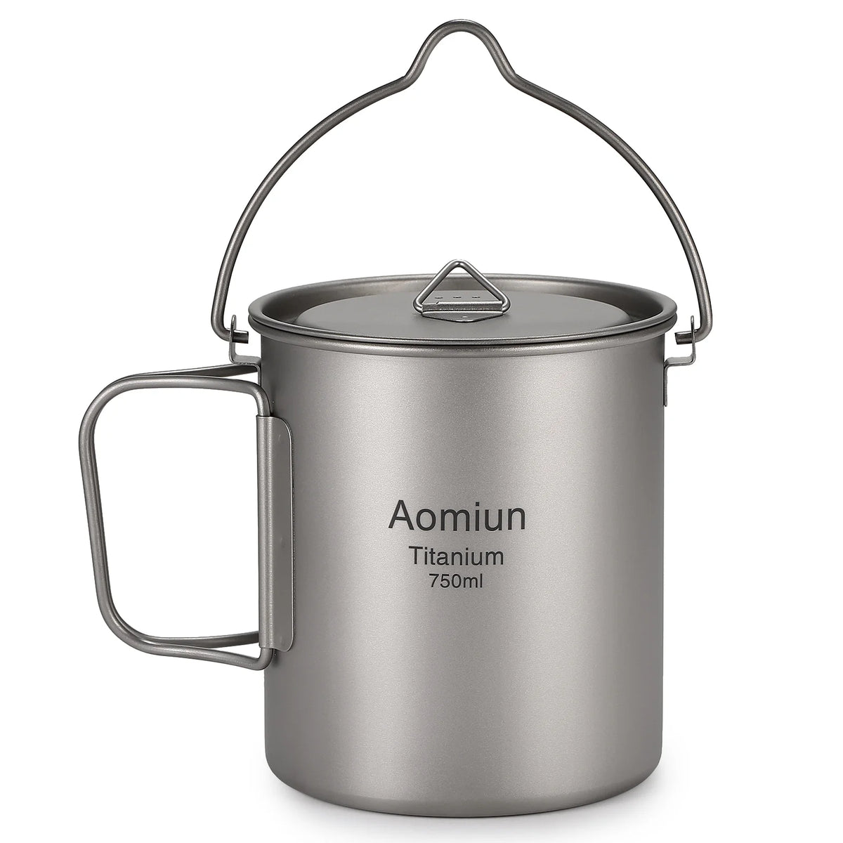 Ultralight 750ml Titanium Pot with Lid and Foldable Handle N45602
