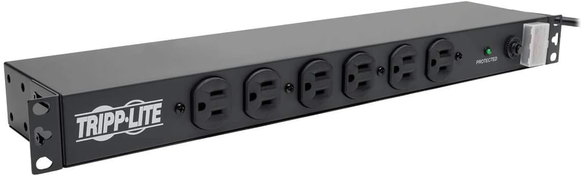 12 Right Angle Outlets Rackmount PDU Power Strip, 15A, 15ft Cord, Black, Pack of 2 F246