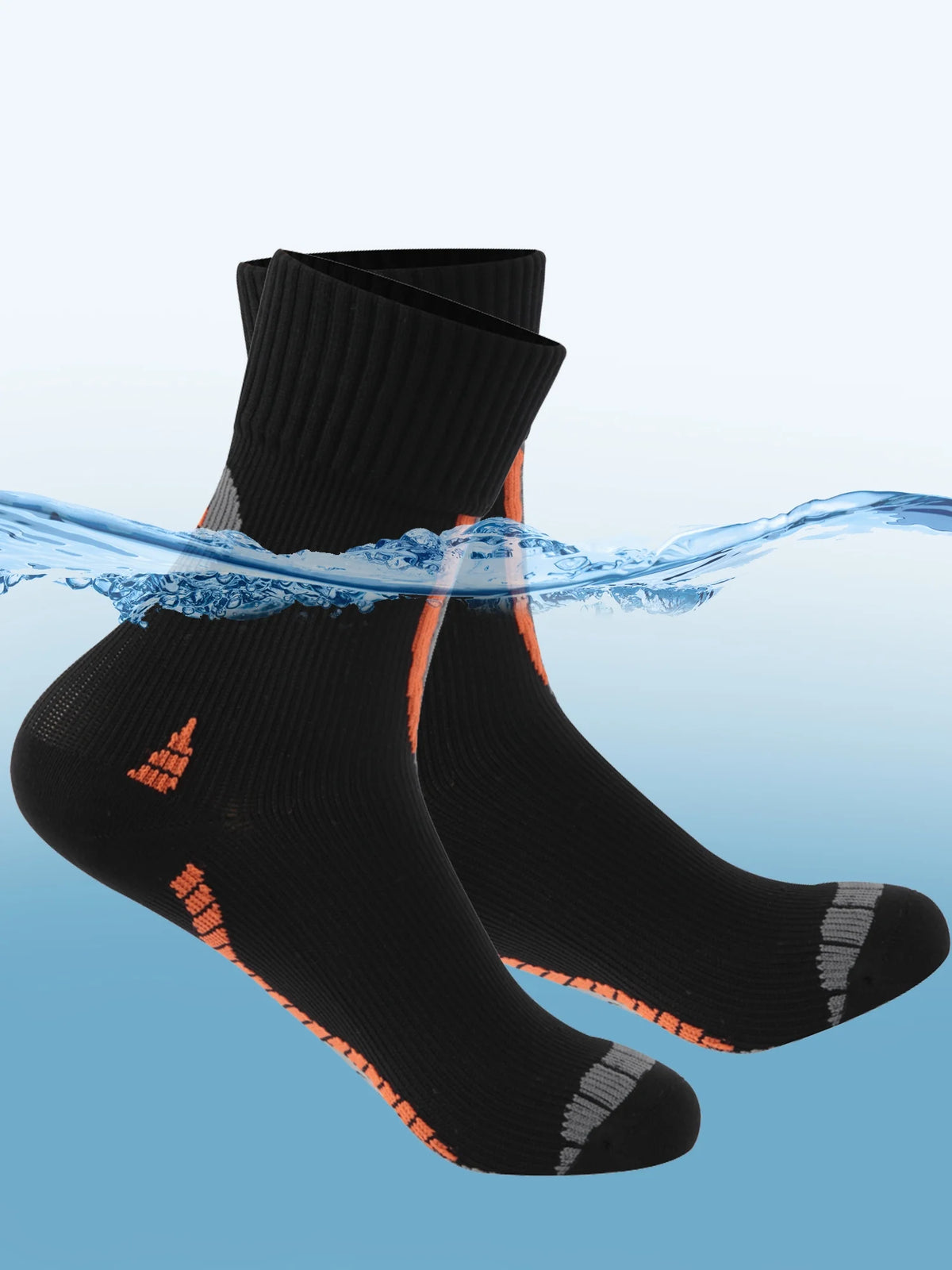 Waterproof Breathable Lightweight Cushioned Quarter Hiking Socks 1 Pair Small Black Orange B581