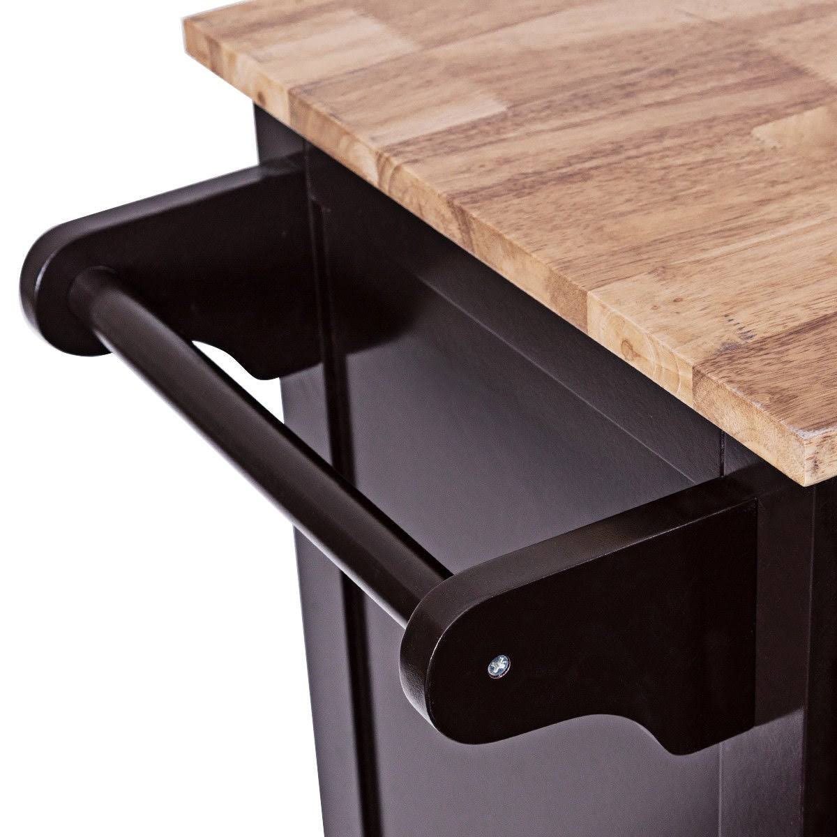 Brown Rolling Kitchen Cart with Storage Z65411