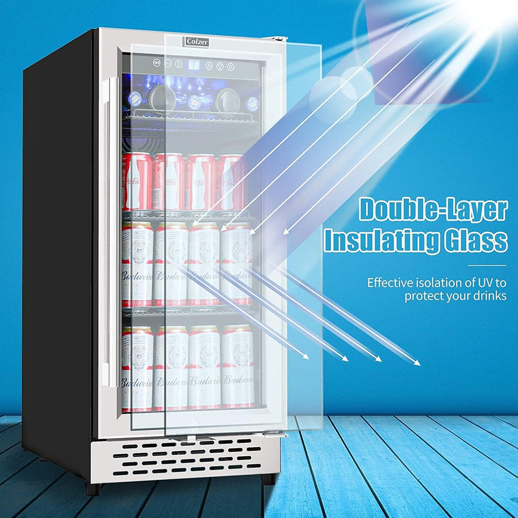 15 inch Glass Door Beverage Refrigerator 126 Cans Mini Cooler with Lock U741