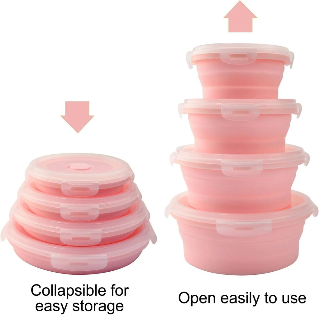 Pink Silicone Collapsible Food Storage Containers, Set of 4 O633631