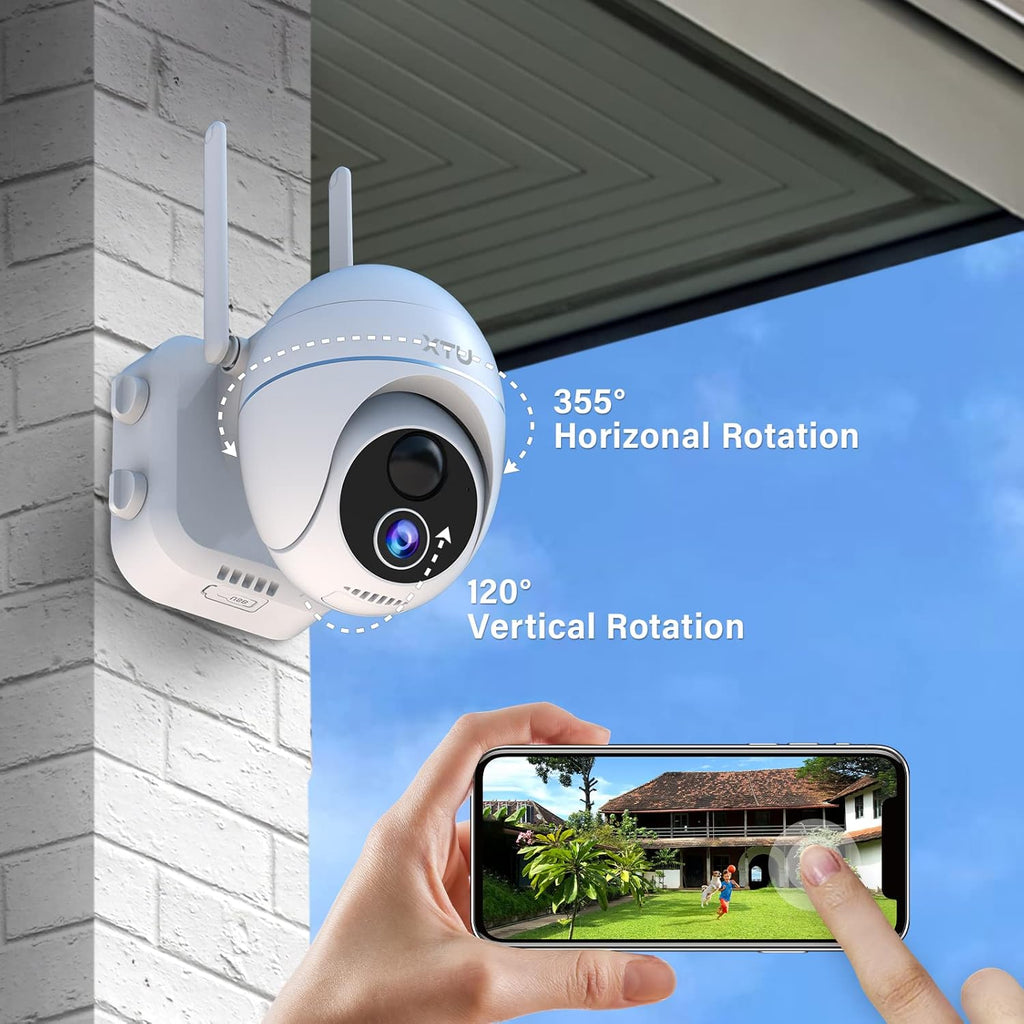 Solar Security Camera Outdoor Wireless WiFi 360° Rechargeable Solar Powered 1080P Night Vision PIR Motion Detection 2 Way Audio IP66 A21207