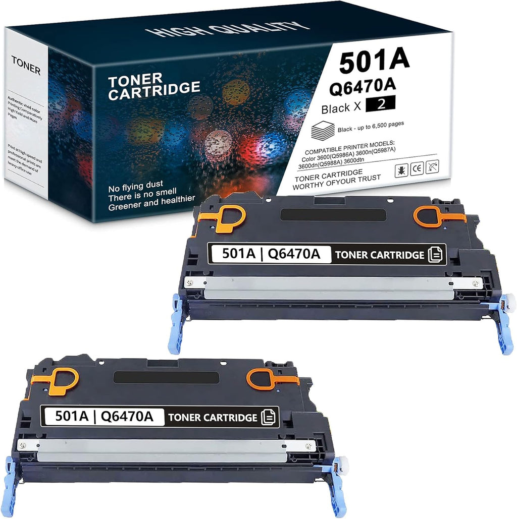 2 Pack Black Compatible Toner Cartridge for HP Color 3600 Printer F635741