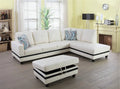 Black&White Leather Sectional Sofa Set with Storage Ottoman and Matching Pillows U499