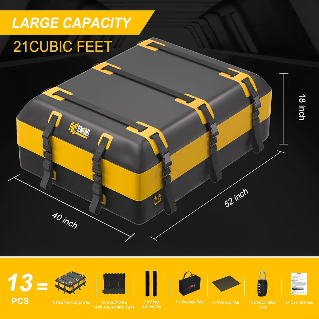 Yellow Waterproof Car Rooftop Cargo Carrier H1380