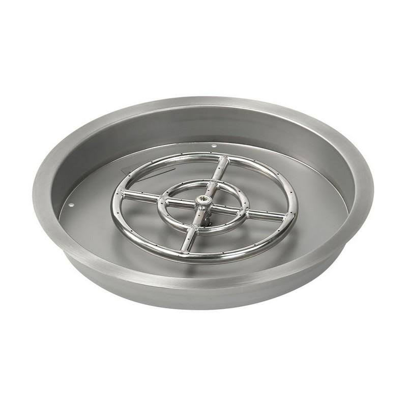 Round Stainless Steel Drop-In Pan with Match Light Kit Propane Fire Pit Ring Y803