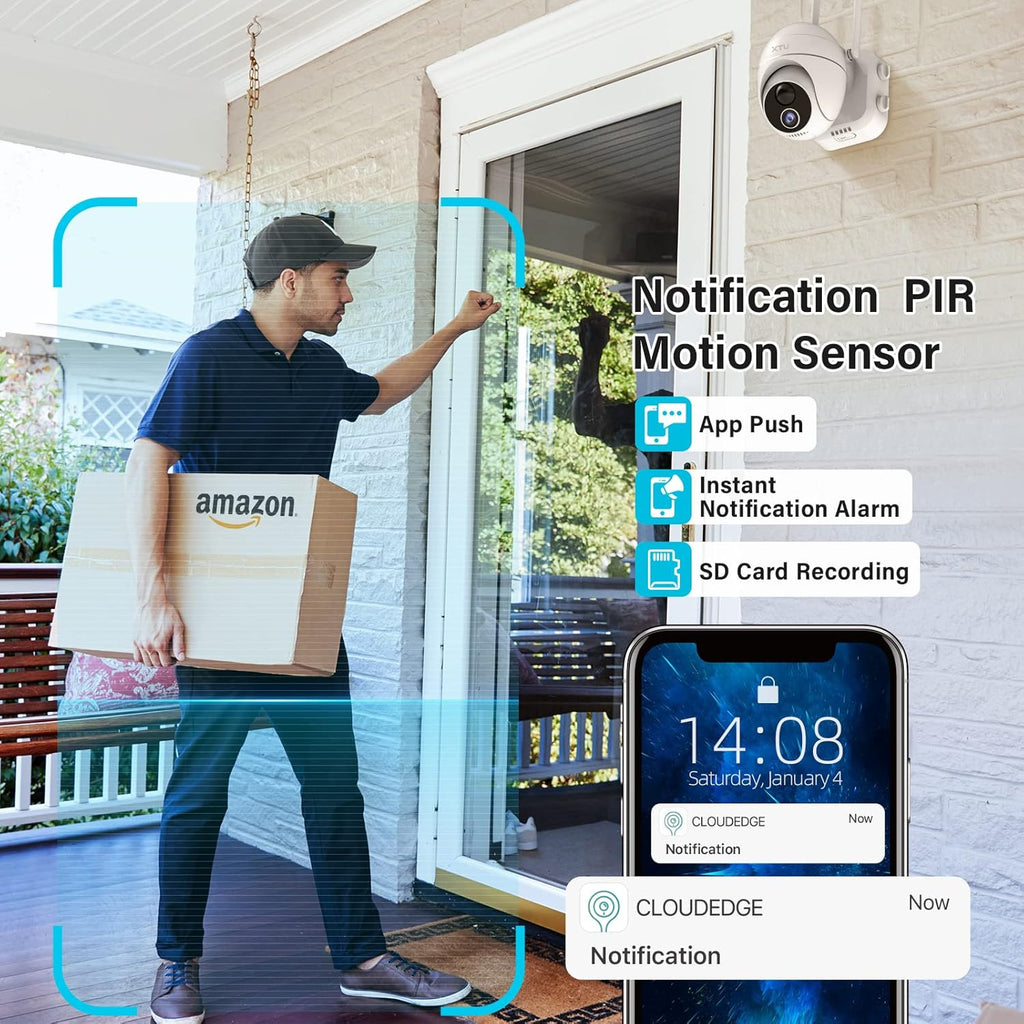 Solar Security Camera Outdoor Wireless WiFi 360° Rechargeable Solar Powered 1080P Night Vision PIR Motion Detection 2 Way Audio IP66 A21207