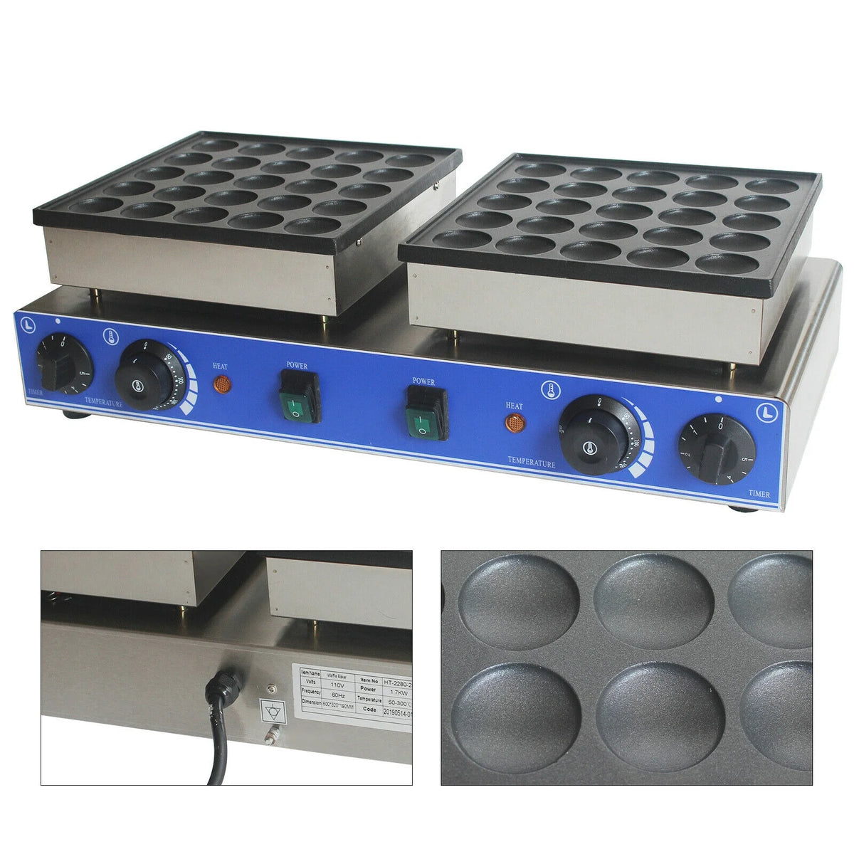 Mini Dutch Pancake Baker 50PCS Nonstick Waffle Maker Machine G81346