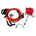 HEI Distributor 65K Coil Complete with 8mm Red Silicone Spark Plug Wires and Battery-Pigtail Harness Kit X245782