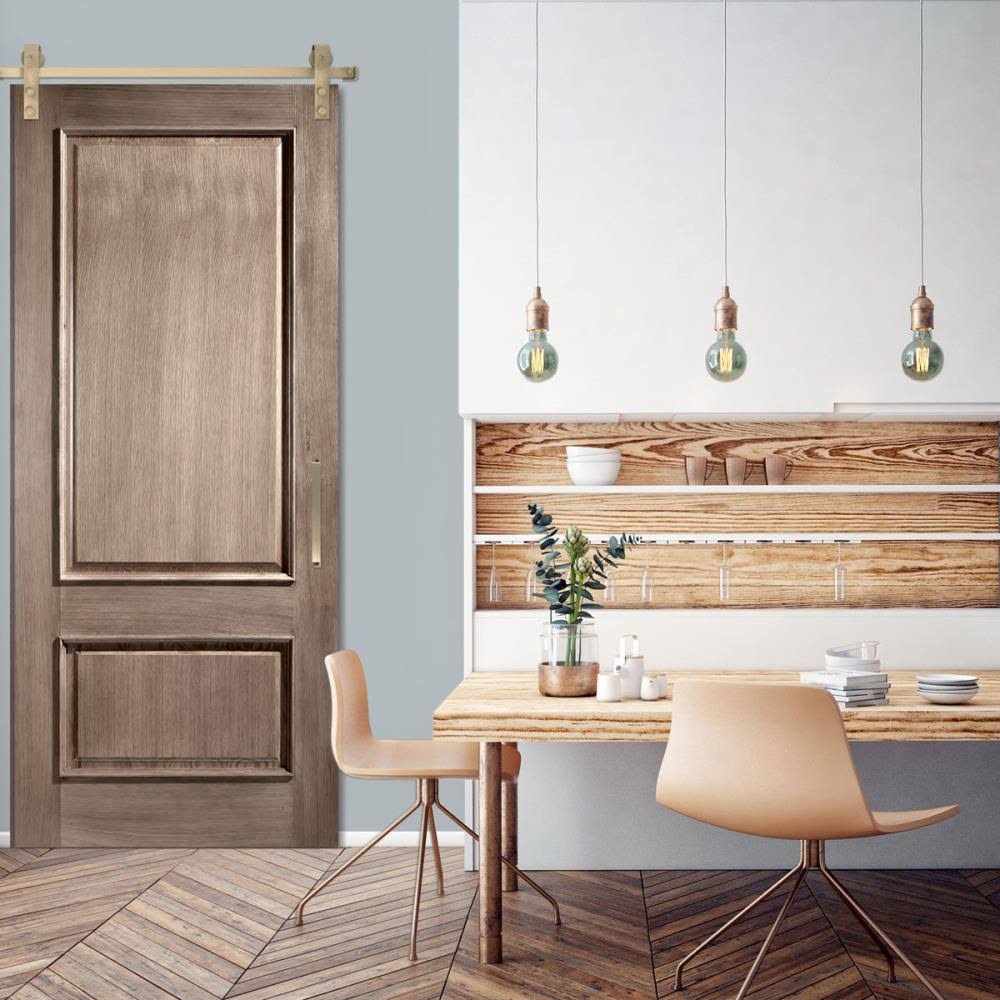 White Bronze Barn Door Hardware Set with 4' Track H1164