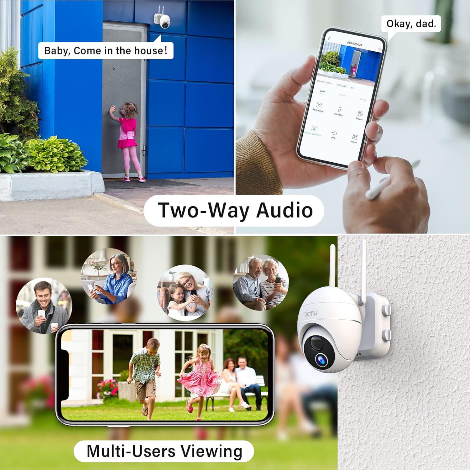 Solar Security Camera Outdoor Wireless WiFi 360° Rechargeable Solar Powered 1080P Night Vision PIR Motion Detection 2 Way Audio IP66 A21207