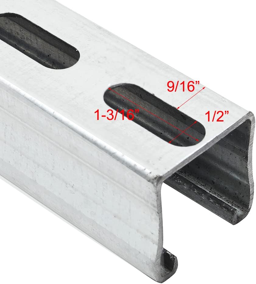 (2-Pack) 5 Feet x 1-5/8" Metal Strut Channels with Pre-Galvanized Zinc Coating - 12 Gauge Solid Strut Channels - Half Slotted Back Channels Pack of 2 C328083