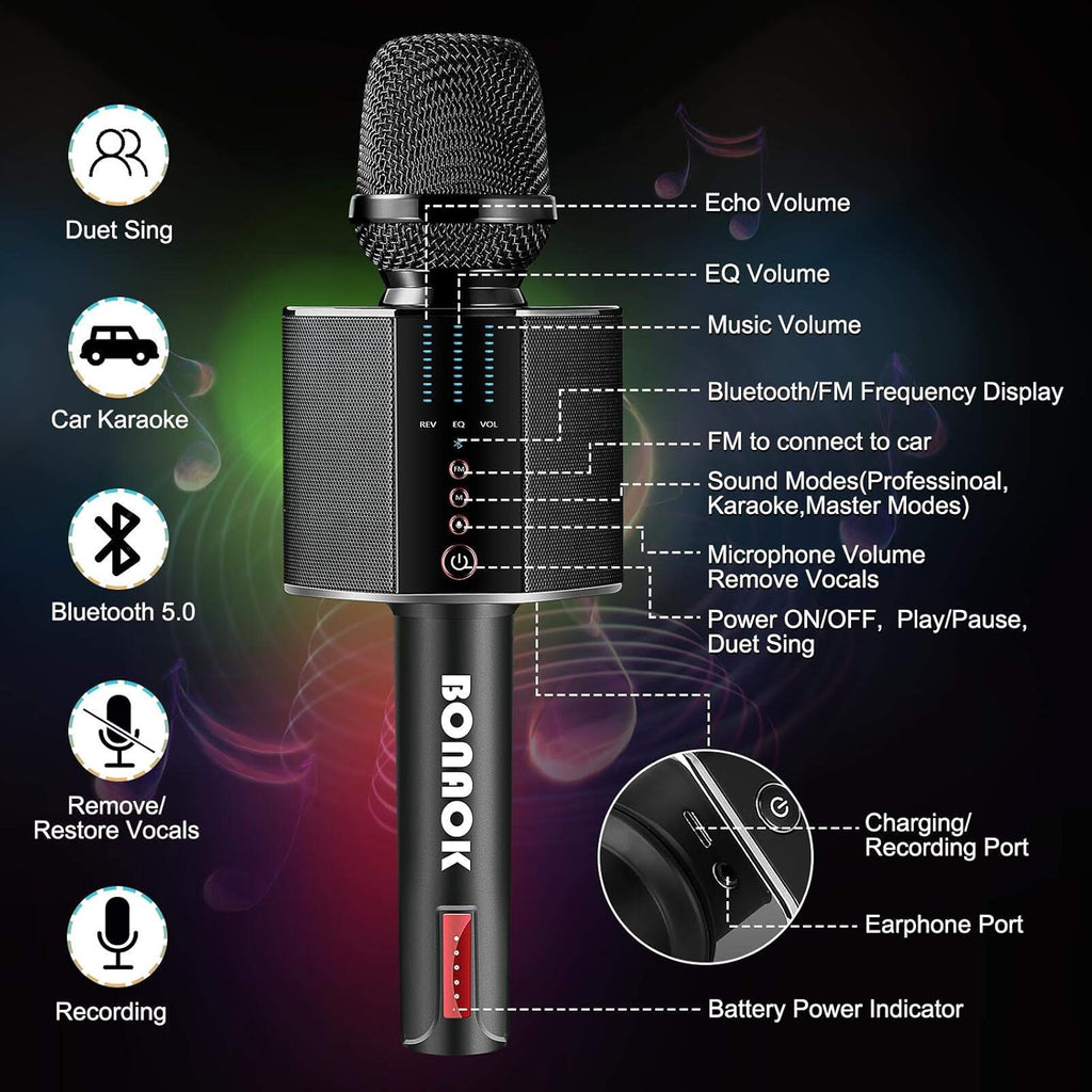 Black Wireless Bluetooth Karaoke Microphone R184776