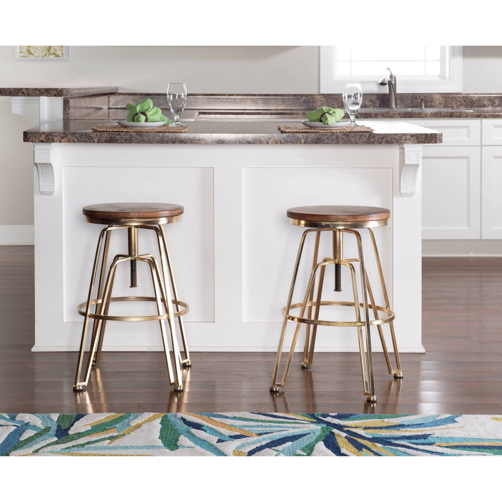 Adjustable Wood and Metal Stool K74842