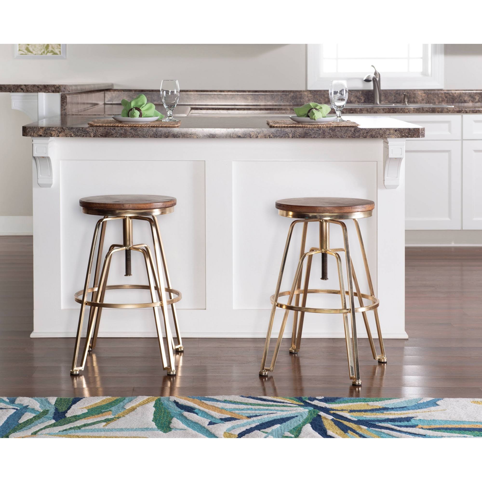 Adjustable Wood and Metal Stool K74842