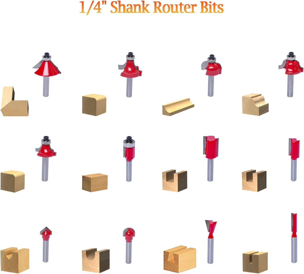 Wood Router Trimming Machine 110V 800W with 12 Pcs 1/4 Router Bits A164140